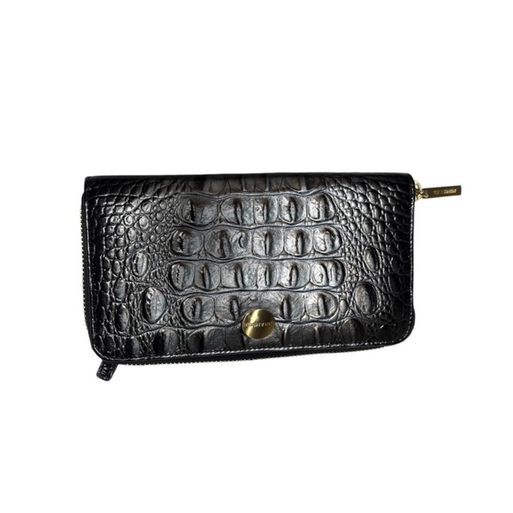 Brahmin Zipper Wallet Black and Silver Shimmer Ombre Crocodile Pattern - Picture 1 of 11